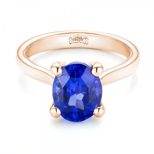 14k Rose Gold 14k Rose Gold Custom Solitaire Tanzanite Engagement Ring - Flat View - 103031