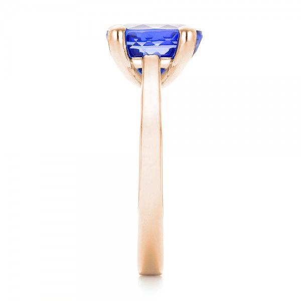 14k Rose Gold 14k Rose Gold Custom Solitaire Tanzanite Engagement Ring - Side View - 103031