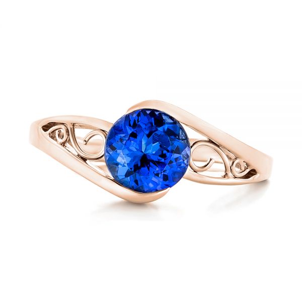 18k Rose Gold 18k Rose Gold Custom Solitaire Tanzanite Engagement Ring - Top View -  102858