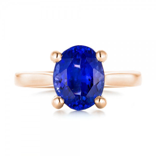 14k Rose Gold 14k Rose Gold Custom Solitaire Tanzanite Engagement Ring - Top View - 103031