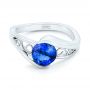 14k White Gold Custom Solitaire Tanzanite Engagement Ring - Flat View -  102858 - Thumbnail