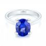 14k White Gold Custom Solitaire Tanzanite Engagement Ring - Flat View -  103031 - Thumbnail