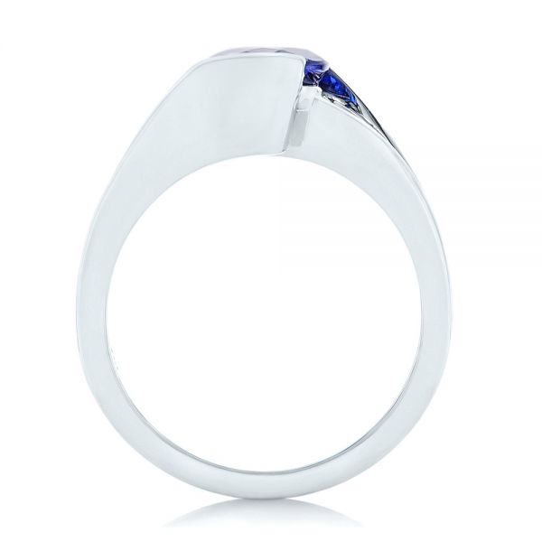 14k White Gold Custom Solitaire Tanzanite Engagement Ring - Front View -  102858