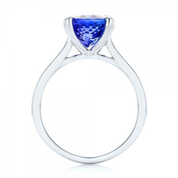18k White Gold 18k White Gold Custom Solitaire Tanzanite Engagement Ring - Front View -  103031