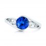 14k White Gold Custom Solitaire Tanzanite Engagement Ring - Top View -  102858 - Thumbnail