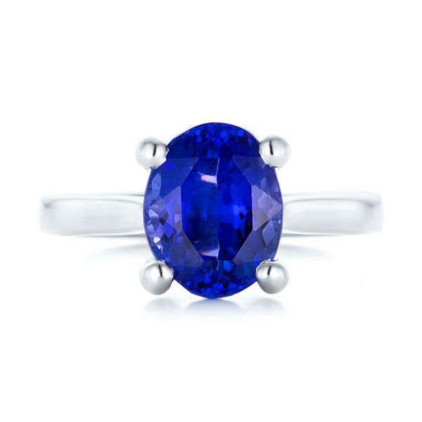 18k White Gold 18k White Gold Custom Solitaire Tanzanite Engagement Ring - Top View -  103031