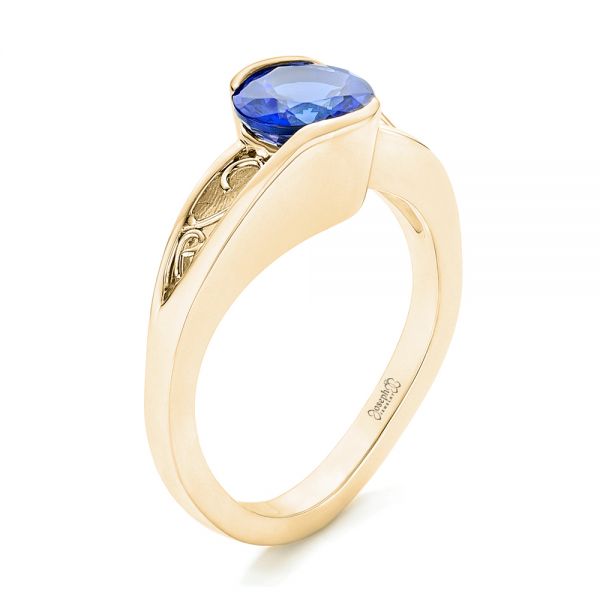 18k Yellow Gold 18k Yellow Gold Custom Solitaire Tanzanite Engagement Ring - Three-Quarter View -  102858