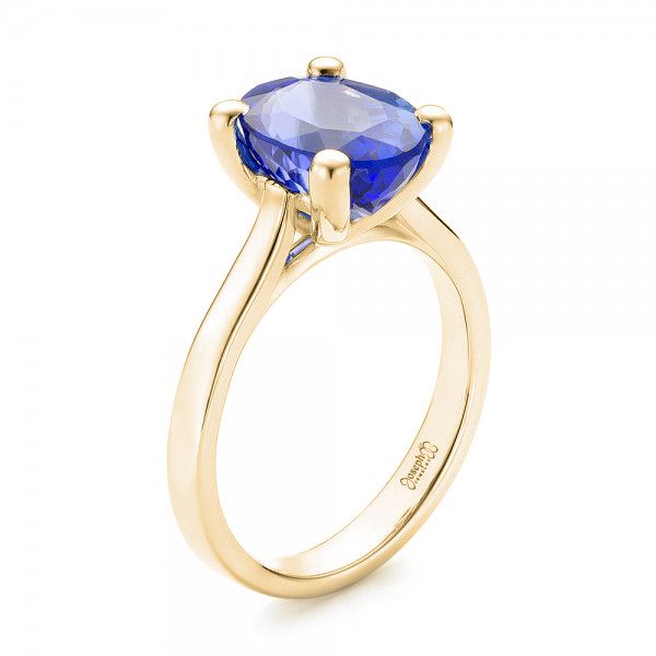 14k Yellow Gold 14k Yellow Gold Custom Solitaire Tanzanite Engagement Ring - Three-Quarter View -  103031