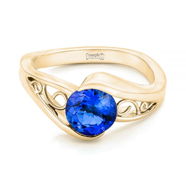 14k Yellow Gold 14k Yellow Gold Custom Solitaire Tanzanite Engagement Ring - Flat View - 102858