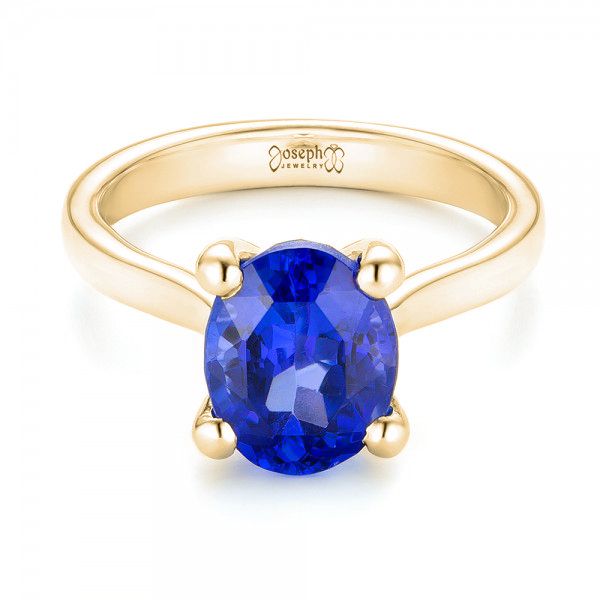 18k Yellow Gold 18k Yellow Gold Custom Solitaire Tanzanite Engagement Ring - Flat View - 103031