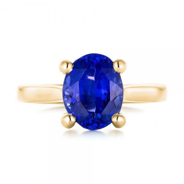 18k Yellow Gold 18k Yellow Gold Custom Solitaire Tanzanite Engagement Ring - Top View - 103031