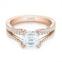 18k Rose Gold 18k Rose Gold Custom Split Shank Asscher Diamond Engagement Ring - Flat View -  104582 - Thumbnail