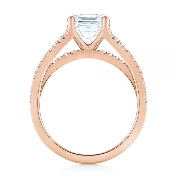 14k Rose Gold 14k Rose Gold Custom Split Shank Asscher Diamond Engagement Ring - Front View - 104582
