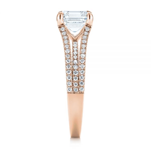 14k Rose Gold 14k Rose Gold Custom Split Shank Asscher Diamond Engagement Ring - Side View - 104582
