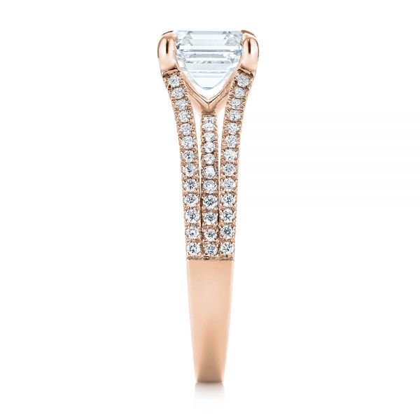 18k Rose Gold 18k Rose Gold Custom Split Shank Asscher Diamond Engagement Ring - Side View -  104582