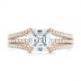 14k Rose Gold 14k Rose Gold Custom Split Shank Asscher Diamond Engagement Ring - Top View -  104582 - Thumbnail