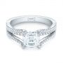  Platinum Custom Split Shank Asscher Diamond Engagement Ring - Flat View -  104582 - Thumbnail