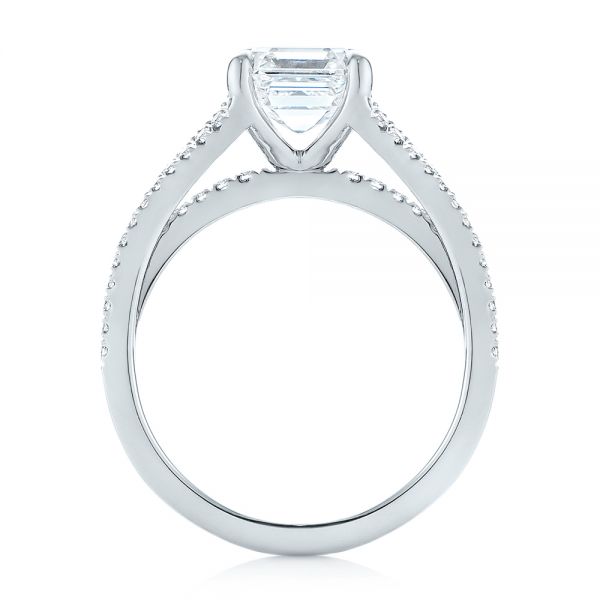 18k White Gold 18k White Gold Custom Split Shank Asscher Diamond Engagement Ring - Front View -  104582