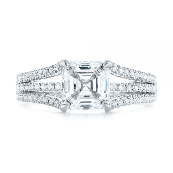  Platinum Custom Split Shank Asscher Diamond Engagement Ring - Top View -  104582