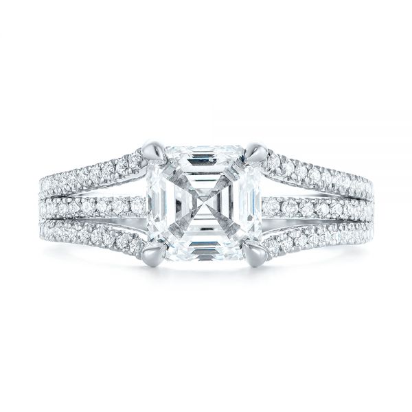 14k White Gold 14k White Gold Custom Split Shank Asscher Diamond Engagement Ring - Top View -  104582