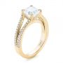 18k Yellow Gold 18k Yellow Gold Custom Split Shank Asscher Diamond Engagement Ring - Three-Quarter View -  104582 - Thumbnail