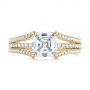 18k Yellow Gold 18k Yellow Gold Custom Split Shank Asscher Diamond Engagement Ring - Top View -  104582 - Thumbnail