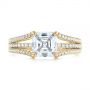 18k Yellow Gold 18k Yellow Gold Custom Split Shank Asscher Diamond Engagement Ring - Top View -  104582 - Thumbnail