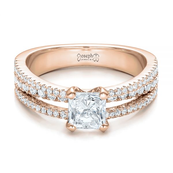 14k Rose Gold 14k Rose Gold Custom Split Shank Diamond Engagement Ring - Flat View -  100774