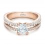 18k Rose Gold 18k Rose Gold Custom Split Shank Diamond Engagement Ring - Flat View -  100774 - Thumbnail
