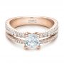 18k Rose Gold 18k Rose Gold Custom Split Shank Diamond Engagement Ring - Flat View -  100774 - Thumbnail