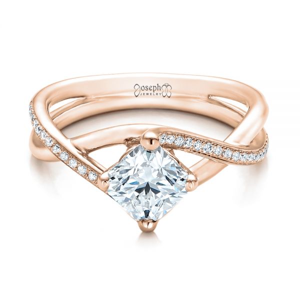 18k Rose Gold 18k Rose Gold Custom Split Shank Diamond Engagement Ring - Flat View -  101239
