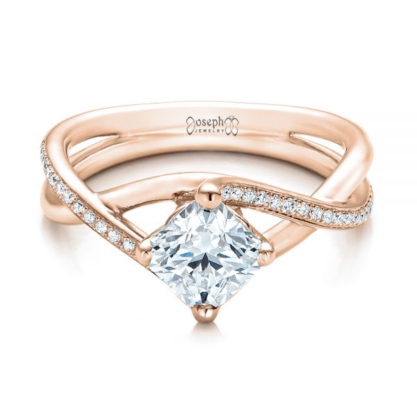 18k Rose Gold 18k Rose Gold Custom Split Shank Diamond Engagement Ring - Flat View - 101239