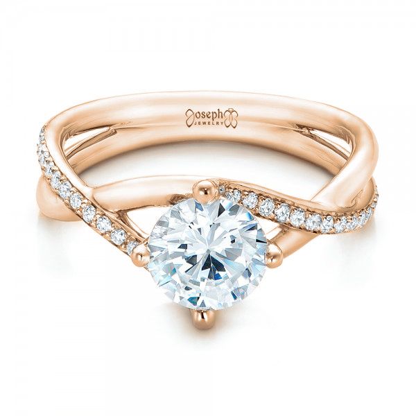 14k Rose Gold 14k Rose Gold Custom Split Shank Diamond Engagement Ring - Flat View -  101751