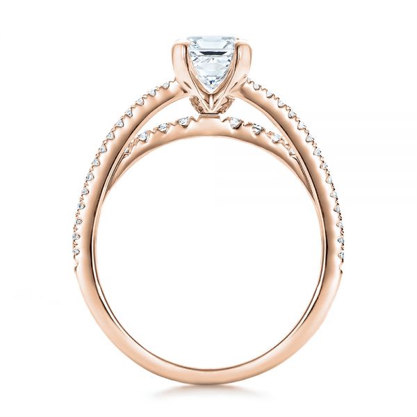 14k Rose Gold 14k Rose Gold Custom Split Shank Diamond Engagement Ring - Front View - 100774