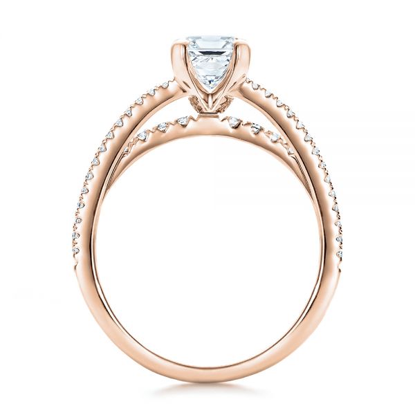 18k Rose Gold 18k Rose Gold Custom Split Shank Diamond Engagement Ring - Front View -  100774