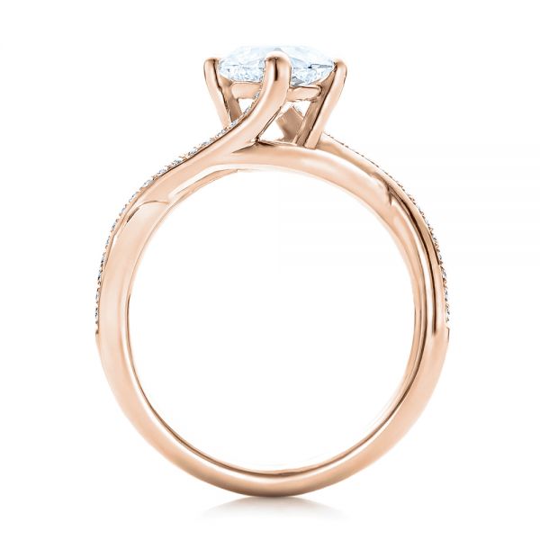18k Rose Gold 18k Rose Gold Custom Split Shank Diamond Engagement Ring - Front View -  101239