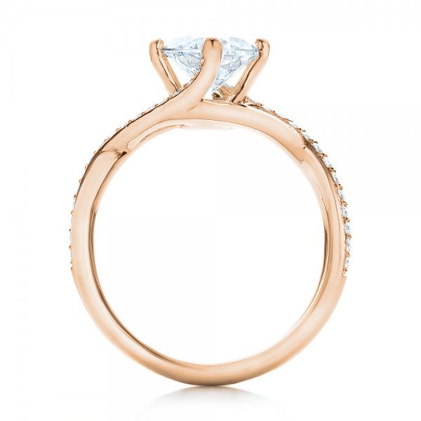 14k Rose Gold 14k Rose Gold Custom Split Shank Diamond Engagement Ring - Front View -  101751