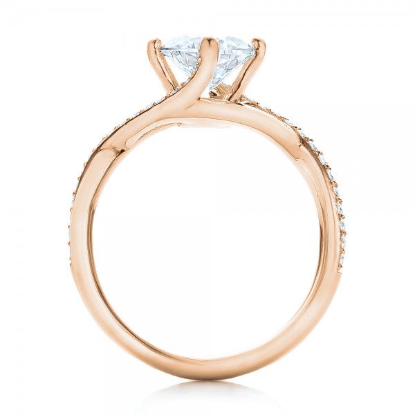 18k Rose Gold 18k Rose Gold Custom Split Shank Diamond Engagement Ring - Front View - 101751