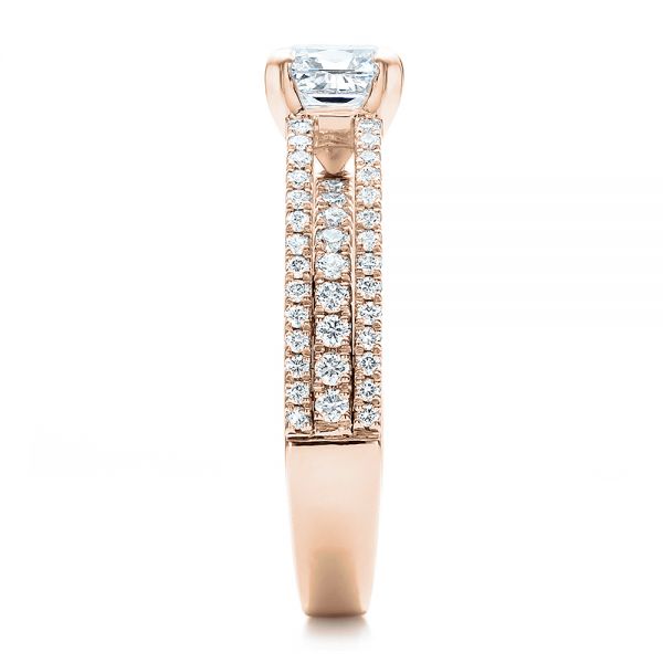 18k Rose Gold 18k Rose Gold Custom Split Shank Diamond Engagement Ring - Side View -  100774
