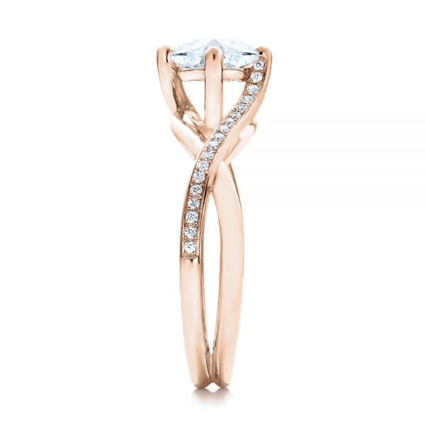 14k Rose Gold 14k Rose Gold Custom Split Shank Diamond Engagement Ring - Side View -  101239