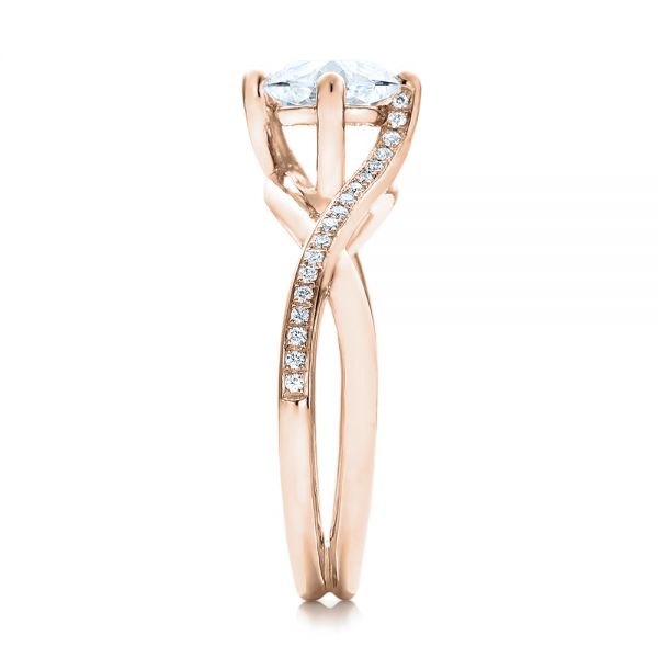 18k Rose Gold 18k Rose Gold Custom Split Shank Diamond Engagement Ring - Side View - 101239