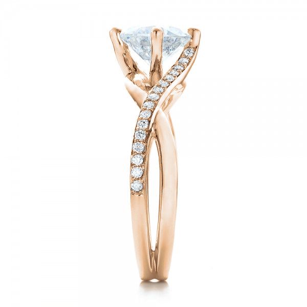 18k Rose Gold 18k Rose Gold Custom Split Shank Diamond Engagement Ring - Side View -  101751