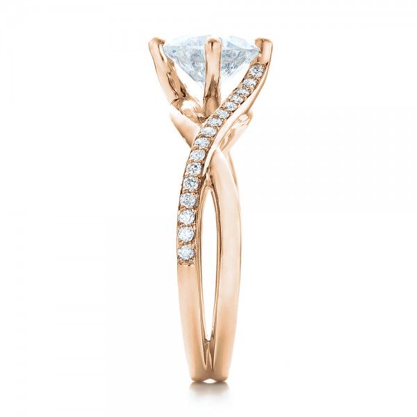 18k Rose Gold 18k Rose Gold Custom Split Shank Diamond Engagement Ring - Side View - 101751