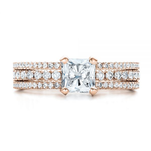14k Rose Gold 14k Rose Gold Custom Split Shank Diamond Engagement Ring - Top View -  100774