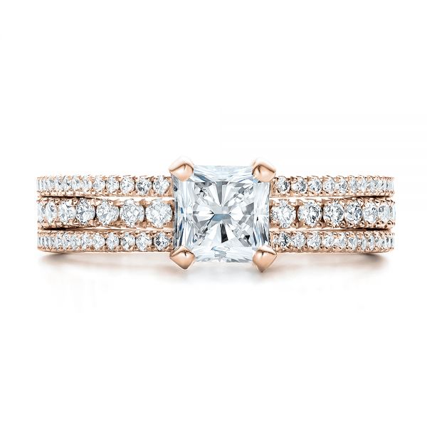 14k Rose Gold 14k Rose Gold Custom Split Shank Diamond Engagement Ring - Top View - 100774