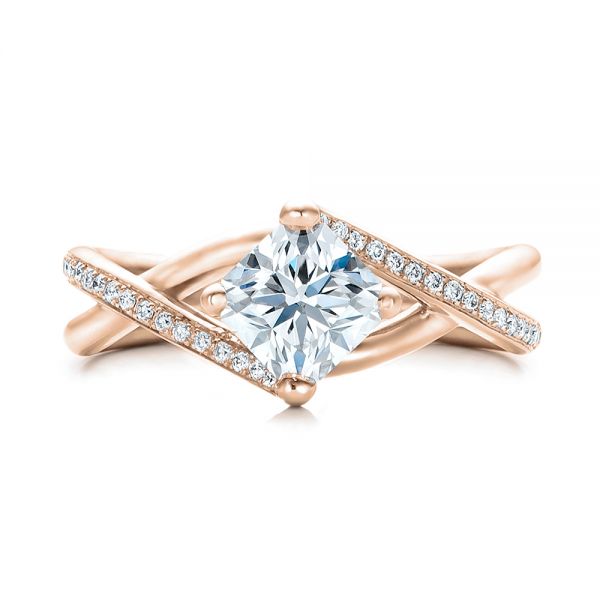 14k Rose Gold 14k Rose Gold Custom Split Shank Diamond Engagement Ring - Top View -  101239
