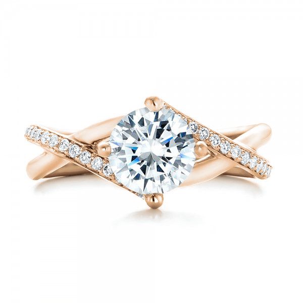 14k Rose Gold 14k Rose Gold Custom Split Shank Diamond Engagement Ring - Top View -  101751