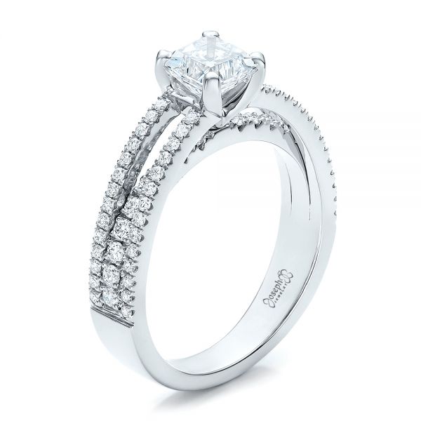 18k White Gold 18k White Gold Custom Split Shank Diamond Engagement Ring - Three-Quarter View -  100774