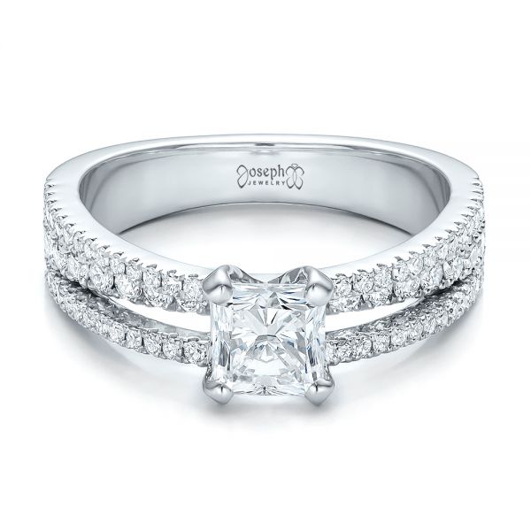  Platinum Custom Split Shank Diamond Engagement Ring - Flat View -  100774