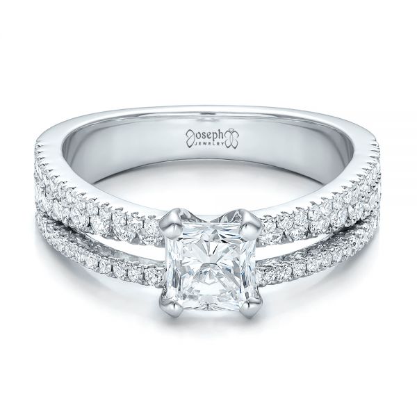 Platinum Custom Split Shank Diamond Engagement Ring - Flat View - 100774